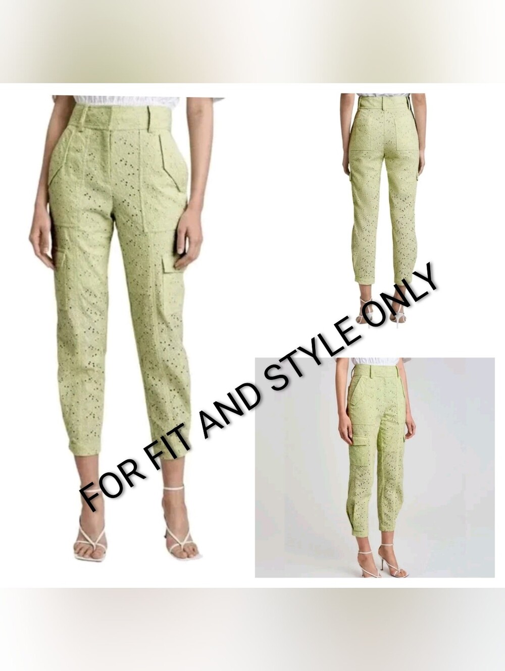 Derek Lam 10 Crosby Mila Floral Eyelet Utility Cropped Pants In White - Picture 2 of 10